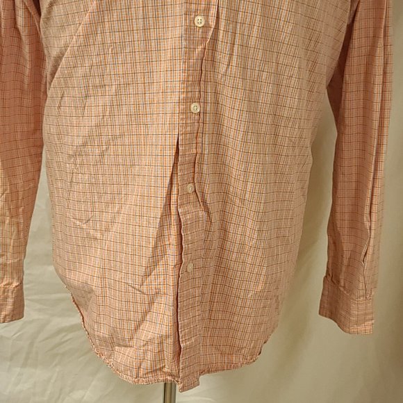 Steve & Barry’s Mens Large Orange Stripe Long Sleeve Button Up Shirt 16-16.5 - Picture 5 of 11